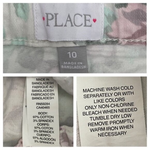 The Children's Place Girls Floral Print Skinny Jeans Size 10 - Picture 6 of 6